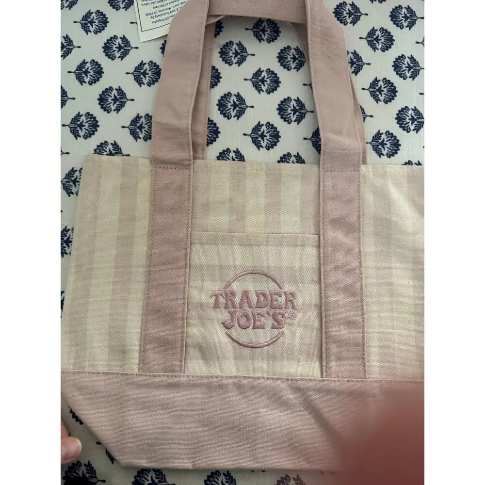 Disney Belle Pink Watercolor New Striped Custom Made Trader Joes Mini Tote